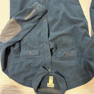 L.L. Bean Blue Shirt Jacket with Gray Patches
